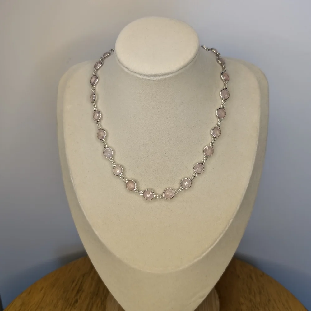 Rose Quartz Necklace S925 Sterling Silver - Picture 3 of 7